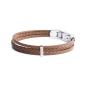 Preview: Dreifaches hellbraunes Armband aus italienischem Nappaleder mit versilberter Oberfläche - Ter Light Brown